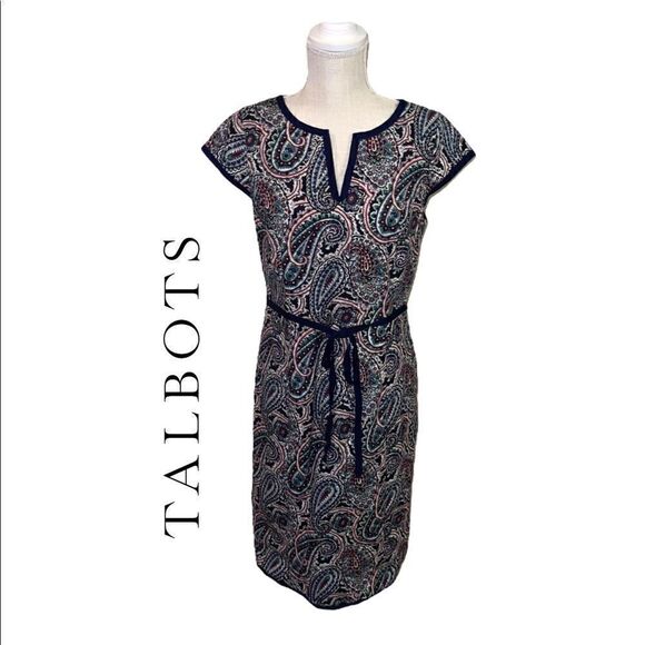 Talbots Black Label Multi-Color Paisley Print Sheath Dress - Picture 1 of 14